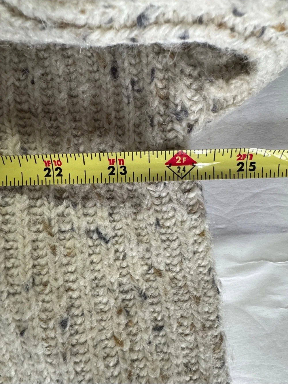 Paris Sport Club vintage Speckled Cream Ribbed Turtleneck Sweater chunky M wool